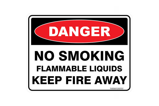 DANGER NO SMOKING FLAMMABLE LIQUID KEEP
